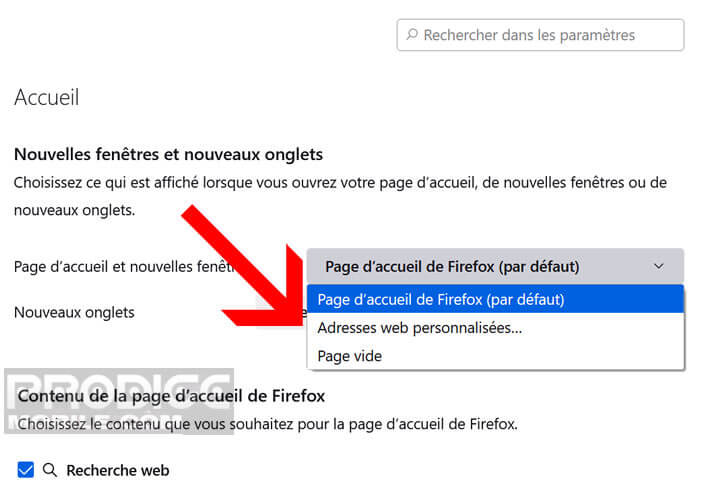 Choisir ce que doit afficher Firefox lorsqu’on ouvre un onglet