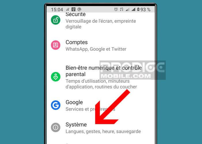 Ouvrir les paramètres systèmes de l’OS Android