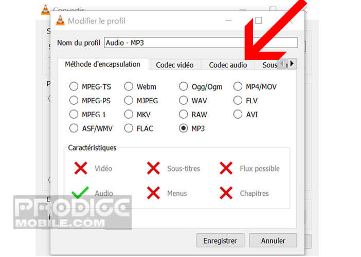 Choisir un codec audio dans le logiciel VLC