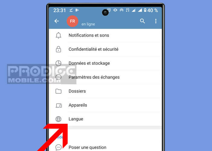 Définir votre langue préférée dans l’application