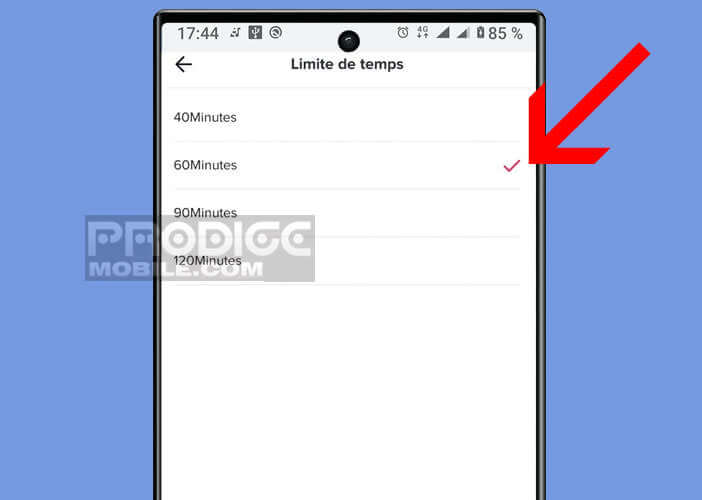 Configurer une limite de temps sur TikTok