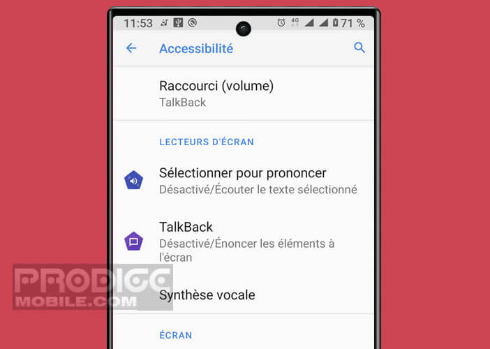 Options d’accessibilité pour paramétrer le démarrage et l’extinction automatique d’Android