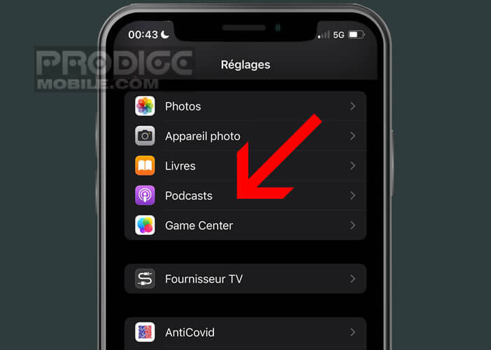 Modifier les paramètres de l’application Podcasts sur votre iPhone