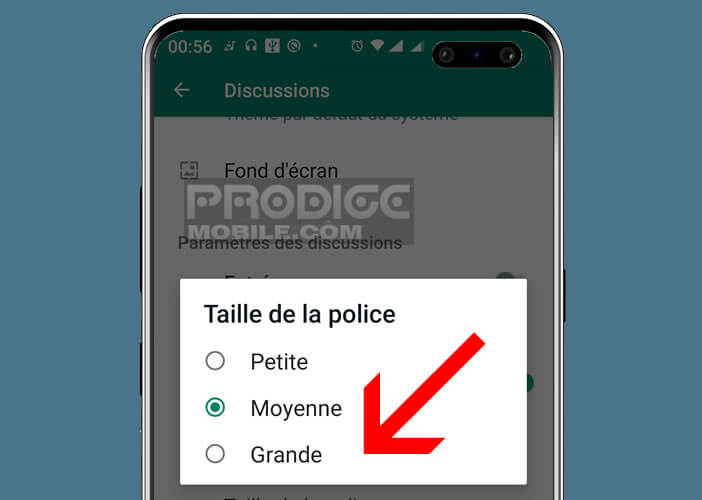 Modifier la taille de la police d’affichage de WhatsApp