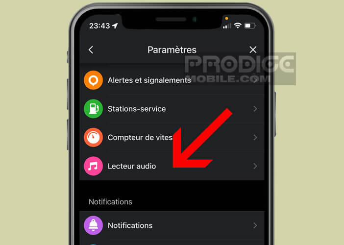 Afficher le lecteur audio dans l’application GPS de Waze