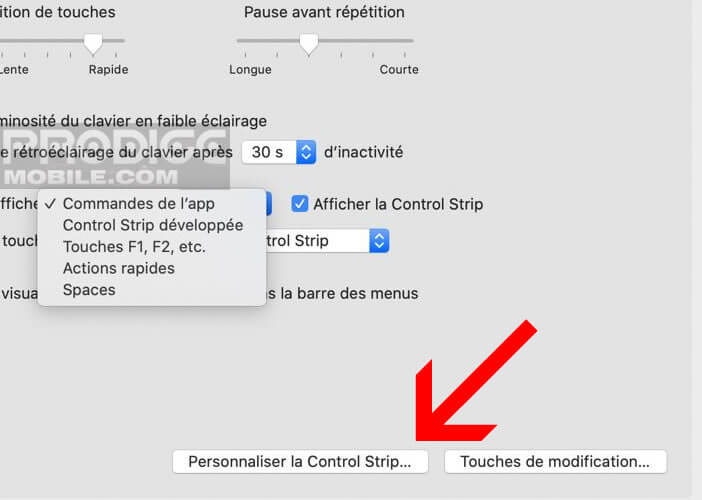 Personnaliser le Control Strip sur votre ordinateur portable