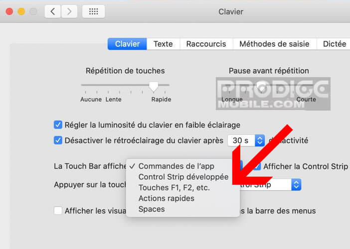 Modifier l’apparence de la Touch Bar de votre Mac