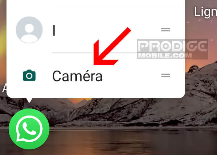 Activer la caméra WhatsApp depuis l’écran d’accueil d’Android
