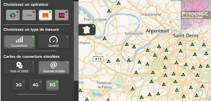 Afficher les zones de couverture 5G sur la carte interactive