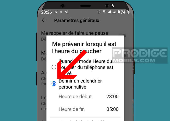 Définir dans l’application YouTube l’heure à laquelle vous souhaitez dormir