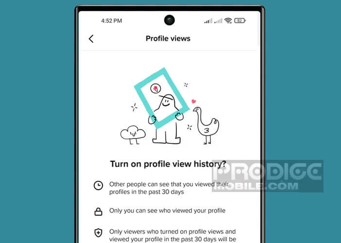 Activer la fonction historique des vues de TikTok