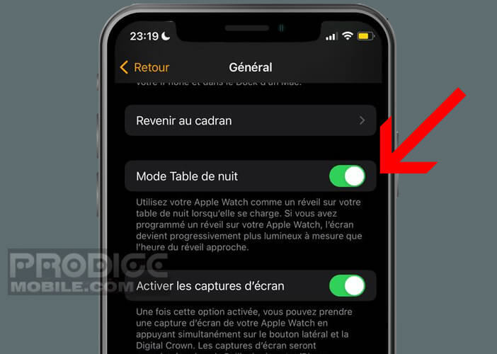 Activer le mode réveil de votre montre connectée