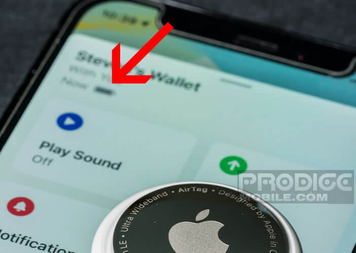 Afficher l’icône de la batterie du traceur d’Apple
