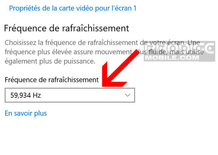 Modifier la fréquence de rafraîchissement de votre écran