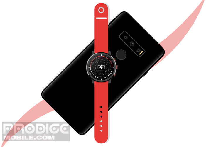 Positionner votre montre connectée sur la façade arrière de votre smartphone Galaxy