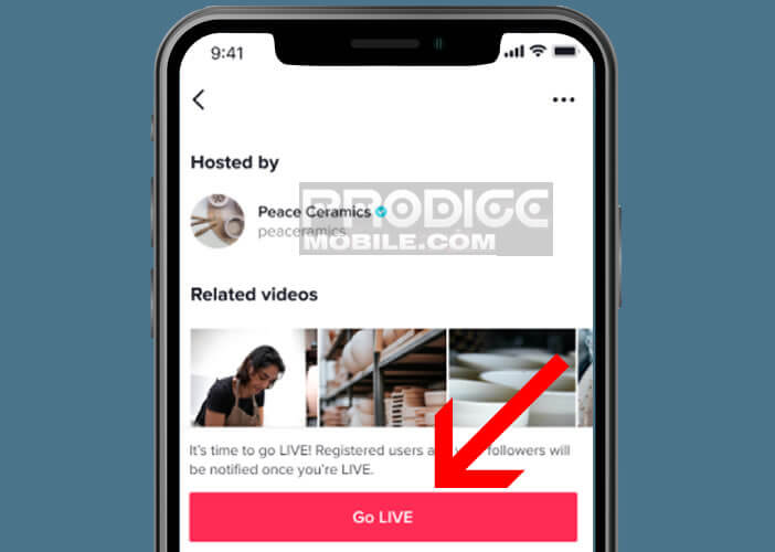 Appuyer sur le bouton Go Live pour lancer la diffusion en direct de votre vidéo