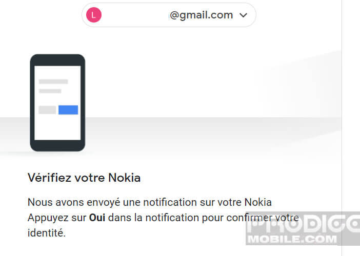 Une notification pour confirmer que vous êtes propriétaire d’un compte Gmail