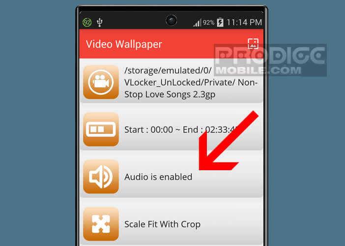 Activer le son sur l’application Vidéo Live Wallpaper