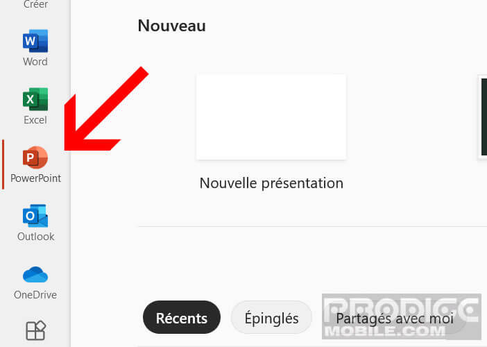 Accéder à l’application PowerPoint en ligne