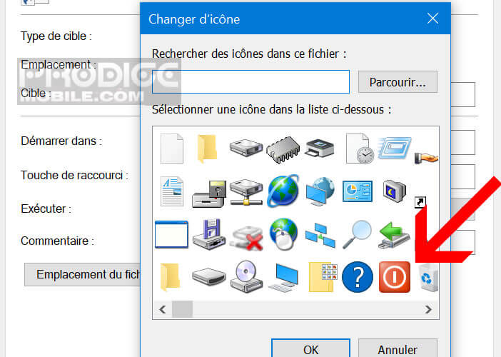 Changer l’icône servant à mettre hors-tension un appareil Windows