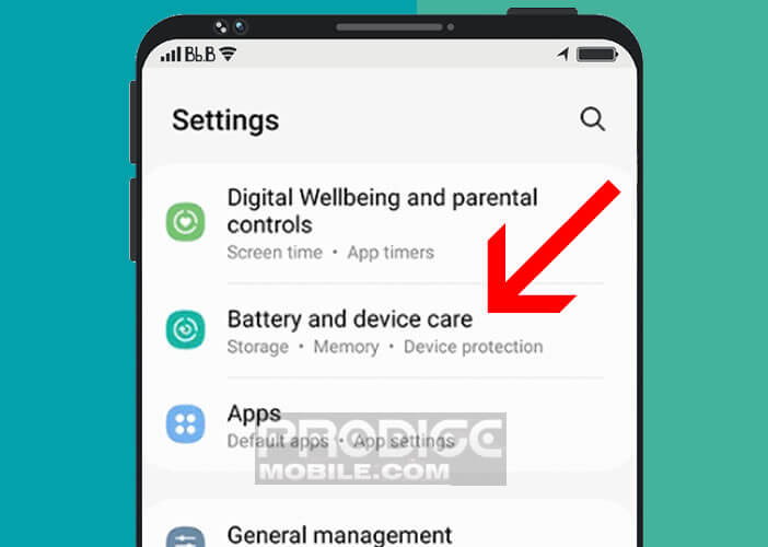 Ouvrir la rubrique batterie sur votre smartphone Samsung