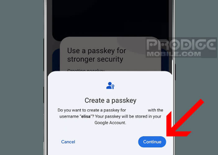 Créer un Passkey avec un clé unique stockée dans la mémoire de votre téléphone