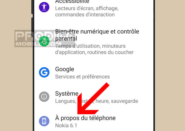 Afficher des informations techniques importantes sur le smartphone