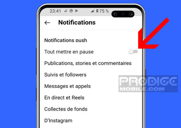 Activer la fonction de notifications push sur l’appli Instagram