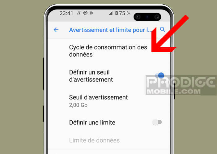 Définir un cycle de consommation de data sur son smartphone Android