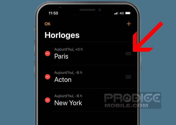 Modifier l’emplacement de vos différentes horloges