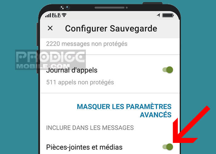 Ne pas oublier d’inclure les pièces jointes MMS dans la sauvegarde