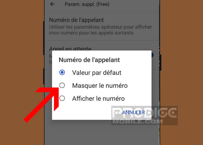 Modifier le système d’affichage de l’identifiant d’appel