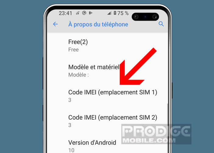 Afficher le code IMEI depuis les paramètres d’Android