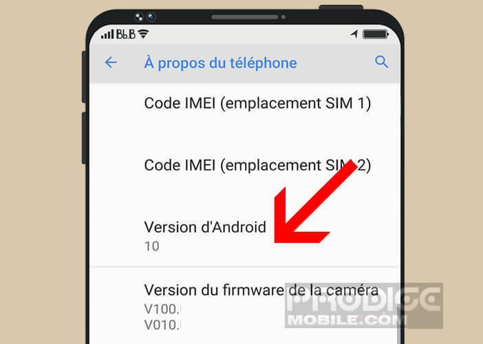 Vérifier la mouture du système d’exploitation mobile via les paramètres