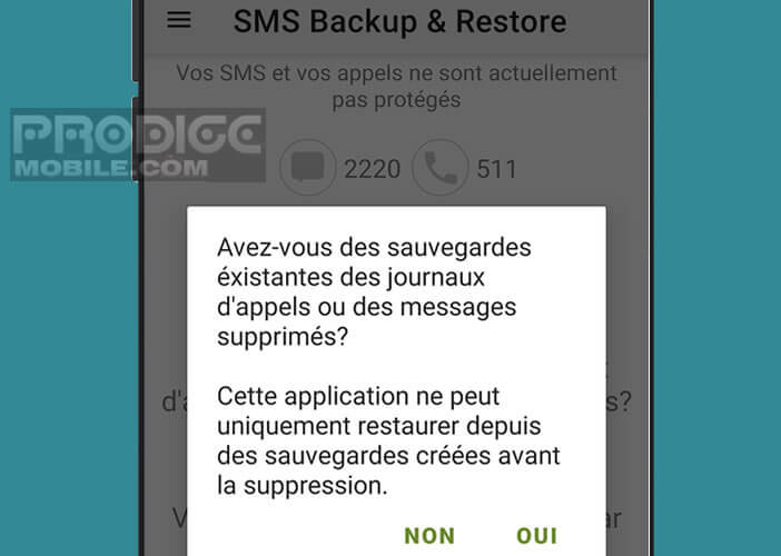 Lancer la restauration de vos messages