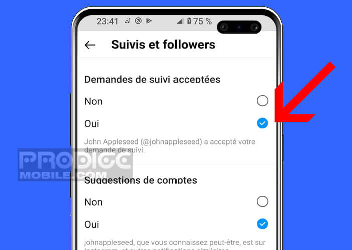 Recevoir une alerte dès qu’une personne suit votre compte Instagram