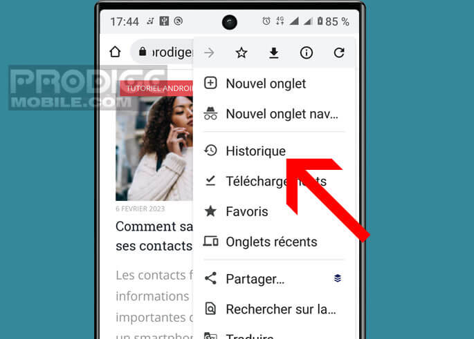 Afficher l’historique de votre navigation web