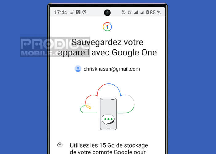 Activer la fonction de back-up de Google One