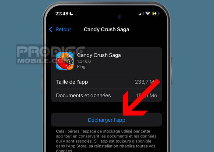 Décharger l’application de votre choix pour récupérer de l’espace