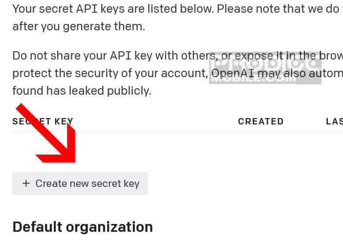 Appuyez sur le bouton pour générer une clé API afin de se connecter à ChatGPT
