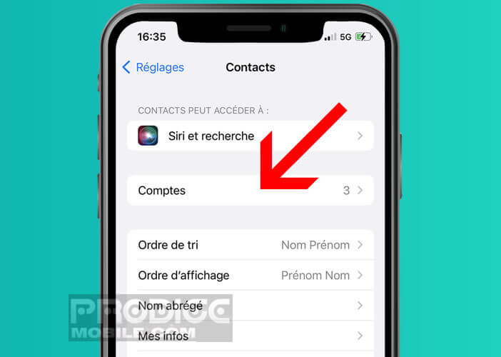 Modifier les paramètres de votre iPhone pour importer votre carnet d’adresses