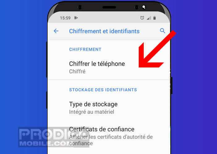 Lancer le chiffrement de la mémoire interne de votre téléphone