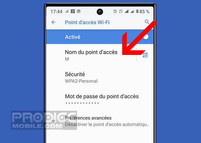 Changer le nom du point d’accès du réseau Wi-Fi de votre mobile