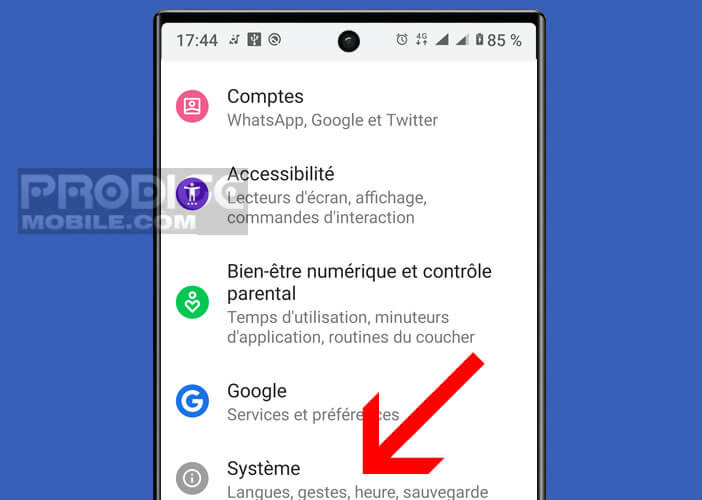 Afficher les différentes options de réinitialisation disponibles sur Android