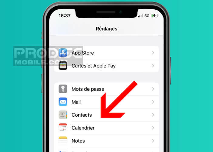 Modifier les réglages de l’application Contacts