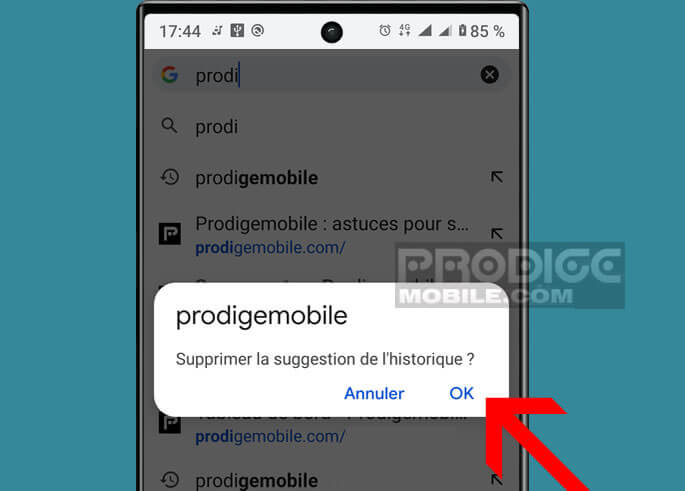 Supprimer l’historique suggestion de recherche