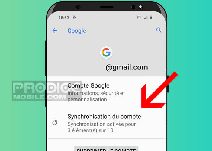 Afficher les paramètres de synchronisation de votre compte Google