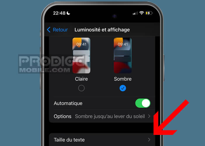 Ajuster la taille du texte de l’interface d’iOS