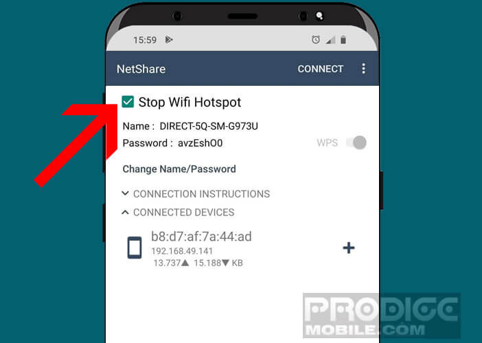 Cochez la case pour activer la fonction de répéteur Wifi de NetShare