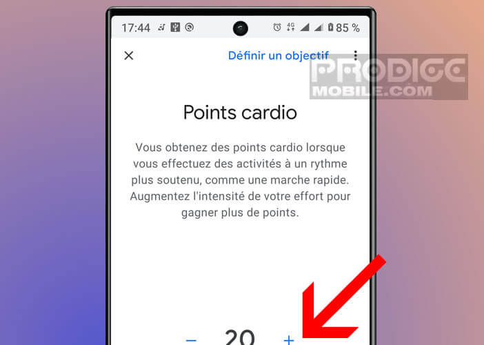 Définir vos objectifs de points cardio